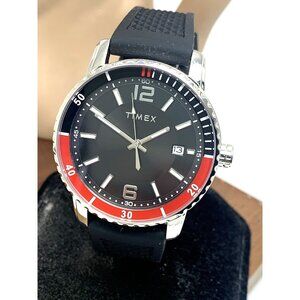 Timex Men's Watch TW2W60600 Quartz Black Dial Date Coke Bezel Rubber Strap 41mm